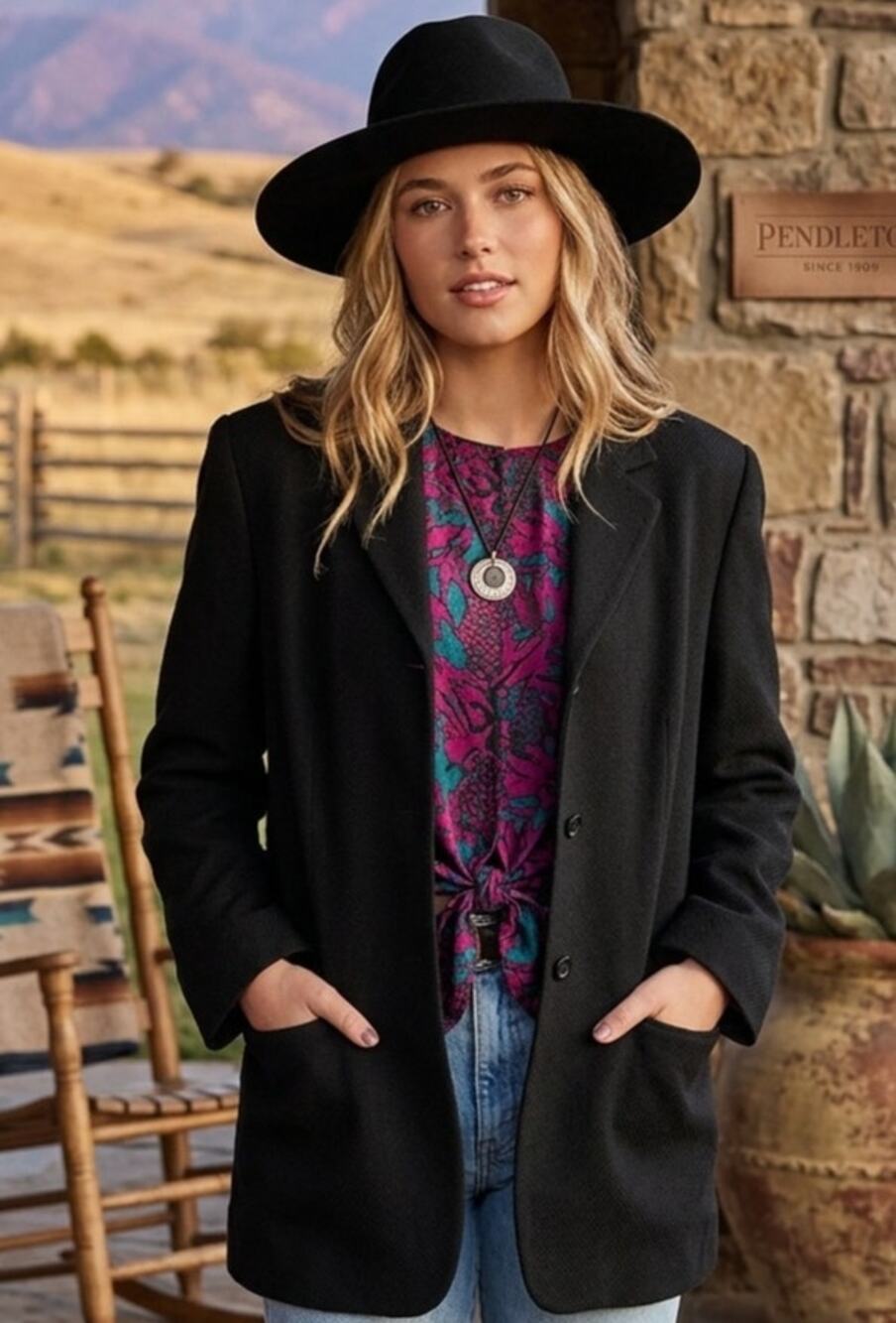 Vintage Pendleton Classic Black Minimalist Blazer